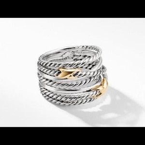 Davis Yurman Double X Cross Ring with 18K Gold